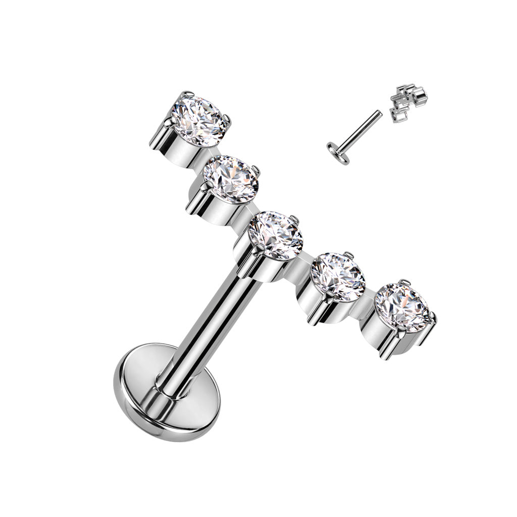 Implant Grade Titanium Internally Threaded With 5 Round CZ Curved Top